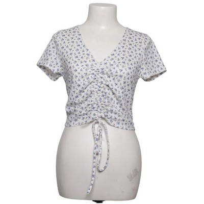 Shein, Crop Top, Größe: 40/42, Weiß/Blau, Elasthan/Polyester, Blumen #SVd