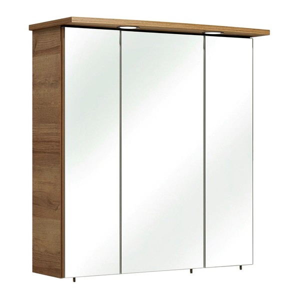 Spiegelschrank Mit Led Beleuchtung 65Cm Riviera Eiche Badspiegel Badezimmer Bad-image