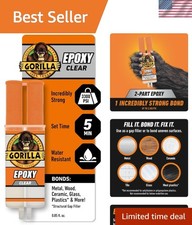 Water Resistant Clear Epoxy Resin - 0.85 Oz Syringe, Durable 5-Minute Set