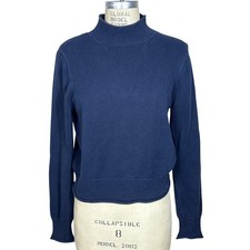 J.Crew Classic Cotton Rollneck Sweater in Navy Blue Size Medium