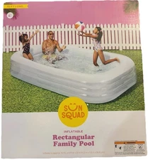 NEW SUN SQUAD Deluxe Inflatable Rectangular Family Pool - 10ft x 6ft x 22in