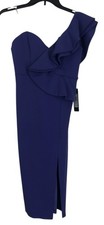 Bebe Dress Womens Size XS Purple One Shoulder Ruffle Sleeveless
