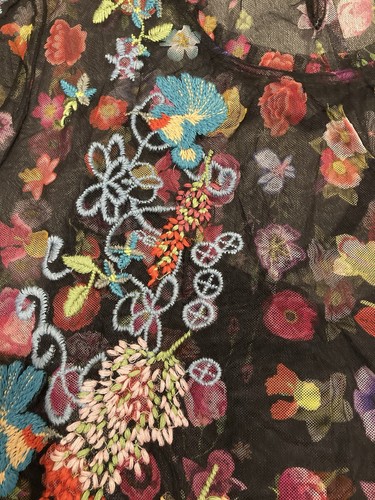 NWT 2 Piece Johnny Was Rheia Mesh Blouse Embroidered Floral Top Multicolor Sz L - Picture 3 of 5