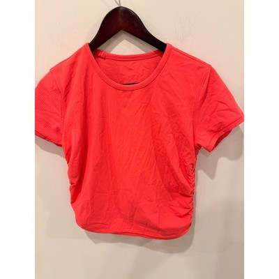 Lululemon All It Takes Short Sleeve Ribbed T-Shirt Ruched Side Neon Pink