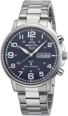 Funkuhr MasterTime Flieger Herren Zifferblatt Blau Zeiger nachleuchted Tag-Datum