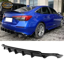 Fits 22-26 Honda Civic 11th FE-C Style Rear Bumper Lip Diffuser Gloss Black