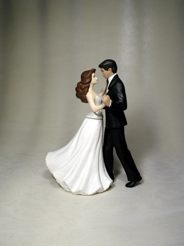 Interracial Hispanic Light Brown Groom Caucasian Bride 6" Wedding Caketop FD20