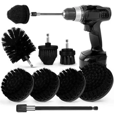 Drill Brush Attachment Set, 7 Pack 1/4in Power Scrubber Brush + Extend Long A...