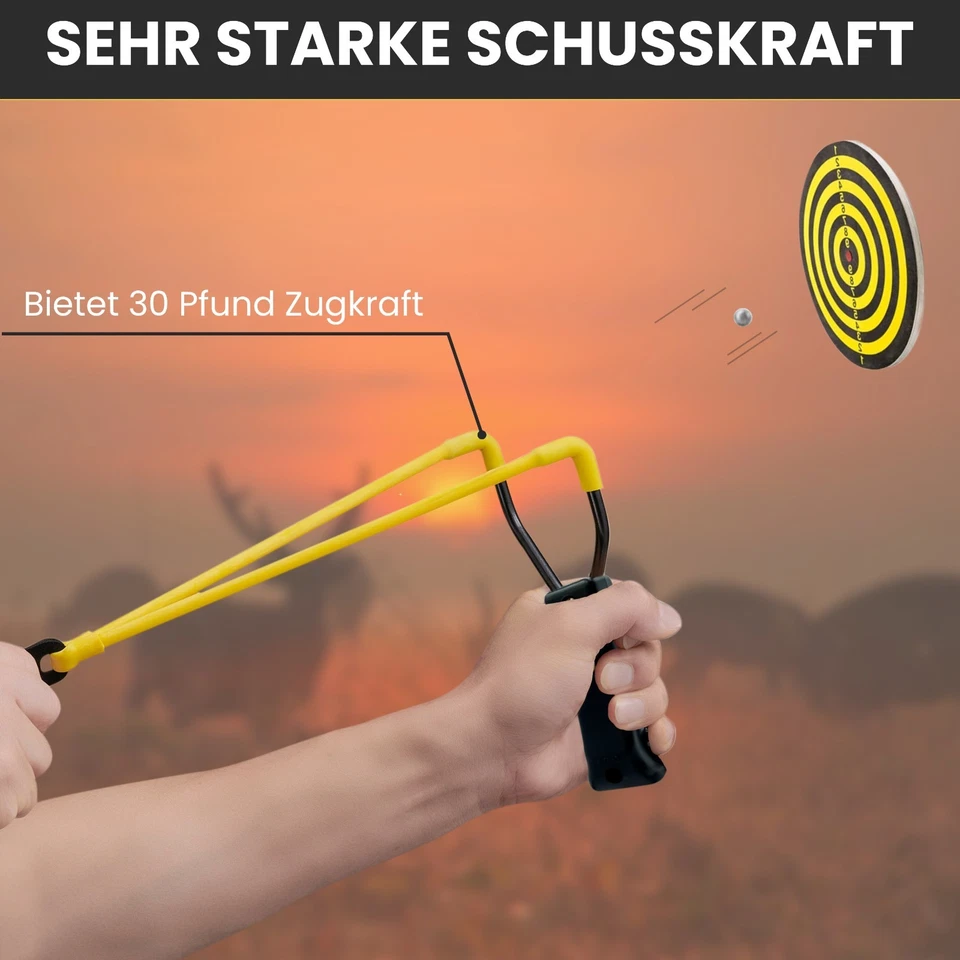 Steinschleuder Zwille Sportschleuder Schleuder Slingsshot Gummiband Tonkugeln - Bild 4 von 4
