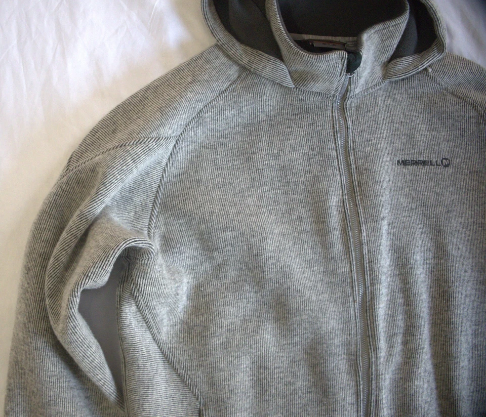 Merrell Wool Blend Knit Jacket Fleece Lined Hooded Full Zip Gray Men’s XL - Image 3 of 4