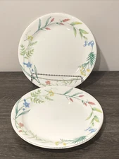 HTF! ~ 3 Vtg Corelle My Garden 9" Luncheon Plates White Plate w/Flowers ~ EUC