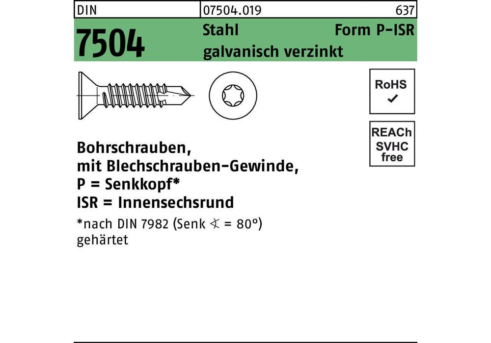 Reyher Bohrschraube DIN 7504 Senkkopf m.Innensechsrund P 5,5 x 38 -Сталь T25 ...