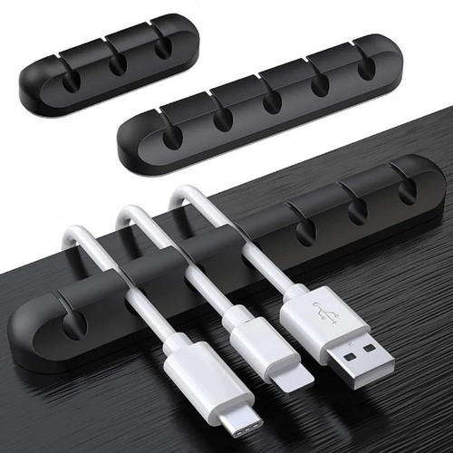 Silicone USB Cable Organizer Winder Desktop Tidy Management Clips Wire Holder - Bild 2 von 15
