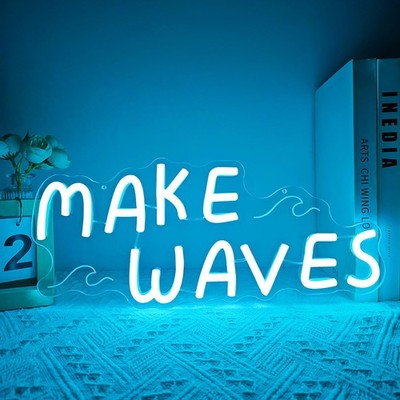 Make Wave Neon Sign Dimmable Coastal Neon Light for Wall Decor Wave Night Lam...