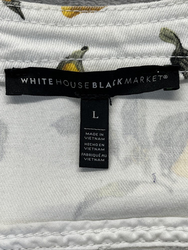 White House Black Market Damen L Denim Jeansjacke Lemon Print weiß gelb - Bild 5 von 14