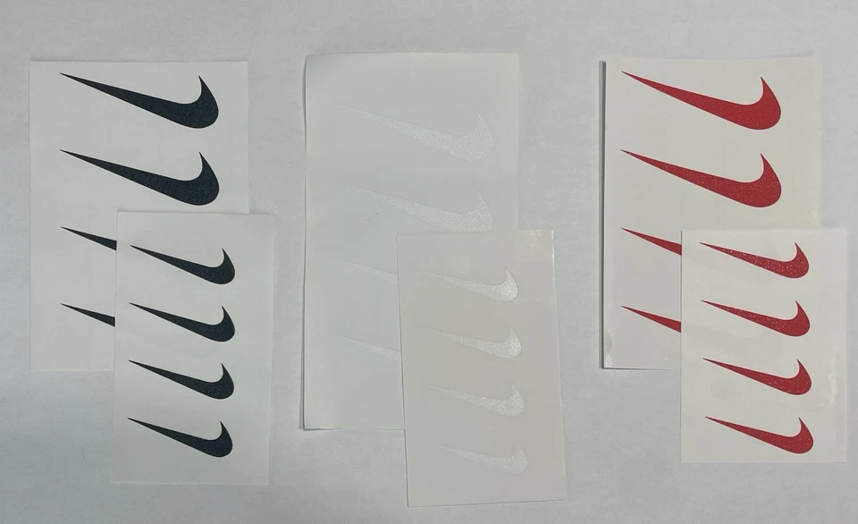 Iron On Swoosh Sport Logo Black White Red 2" 3" Fitness Casual Clothing Apparel - Image 3 of 4