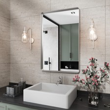 Silver Bathroom Mirror for Wall, 24x36 Inch Silver Framed Bathroom Vanity Mir...