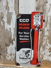 VINTAGE ECO AIR PORCELAIN SIGN OLD GAS STATION SERVICE GARAGE TIRE INFLATION 12"