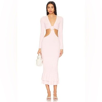 Lovers and Friends Ladies Wrenna Rosette Midi Dress in Blush Pink. Large.