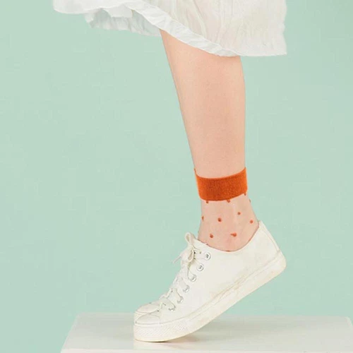 Women Lace Mesh Socks Transparent Thin Crystal Silk Short Ankle Socks Summer - Picture 10 of 38
