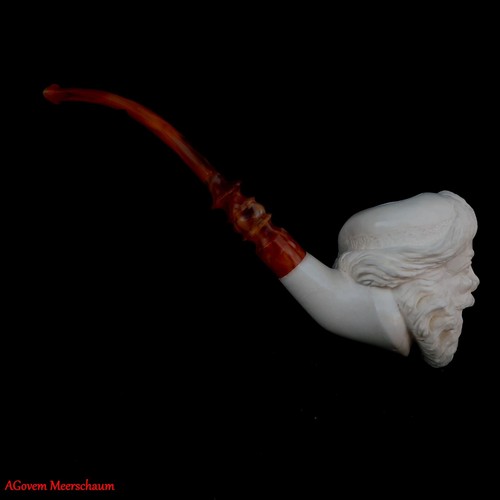 Pipa de tabaco para fumar con bloque de espuma de mar AGovem tallada a mano para Santa Clause, AGM-1400 - Imagen 7 de 13