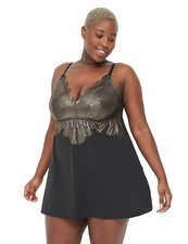 Lane Bryant New With Tags Black with Foil Lace Trim Slip/Sleepwear Size 22-24W
