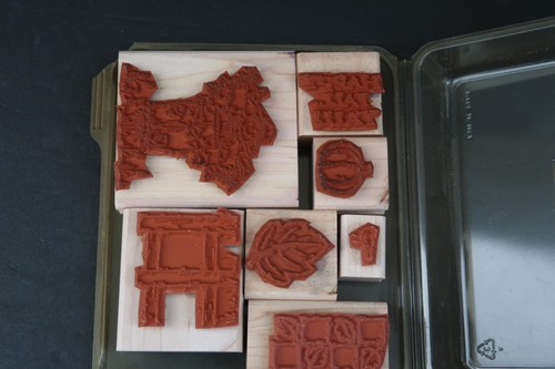 Stampin Up HAPPY FALL Y'ALL 2002 Set 7 Rubber Stamps Wood Scarecrow Pumpkin Leaf - Picture 3 of 4