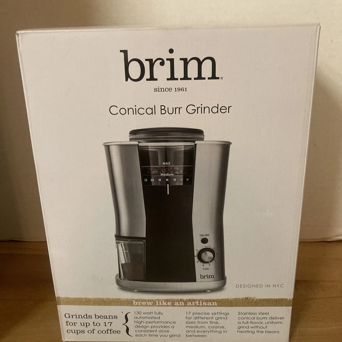 Brim top coffee grinder