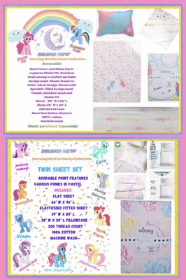 Little Pony Twin Duvet Cover/Sham w/Rainbow Sprinkles/Dash Includes Sheet Set