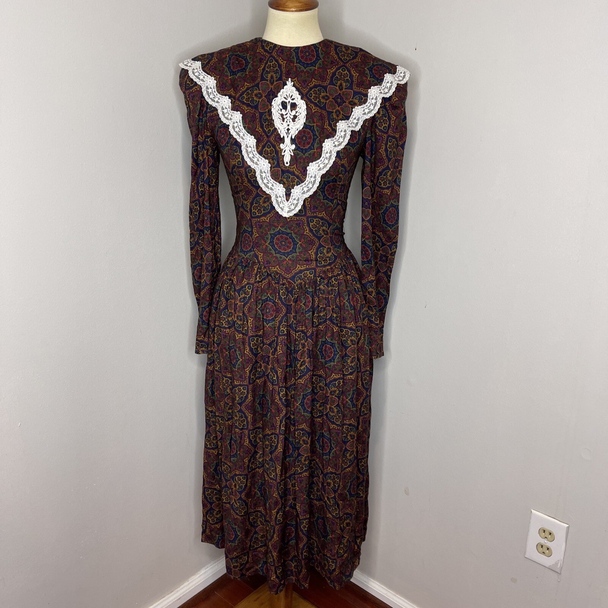 80年代 GUNNE SAX JESSICA McCLINTOCK ドレス 1980's Gunne Sax by Jessica Mcclintock Victorian Style Blue