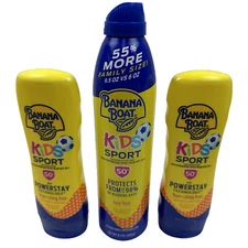 (3) Banana Boat Kids Sport Sunscreen Lotion SPF 50+ (6oz/9.5oz) New