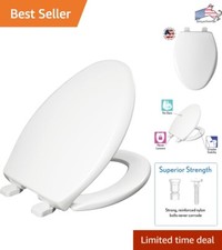 White Elongated Toilet Seat - STA-TITE Fastening System, Super Grip Bumpers