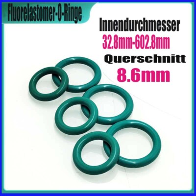 O-Ringe FKM Fluor Gummi Öl Resistant Dichtungen Ø32-602.8mm Schnurstärke 8.6mm
