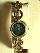 ESQ Women's Swiss Watch Ronda Quartz Movement Black Dial Goldtone Bracelet