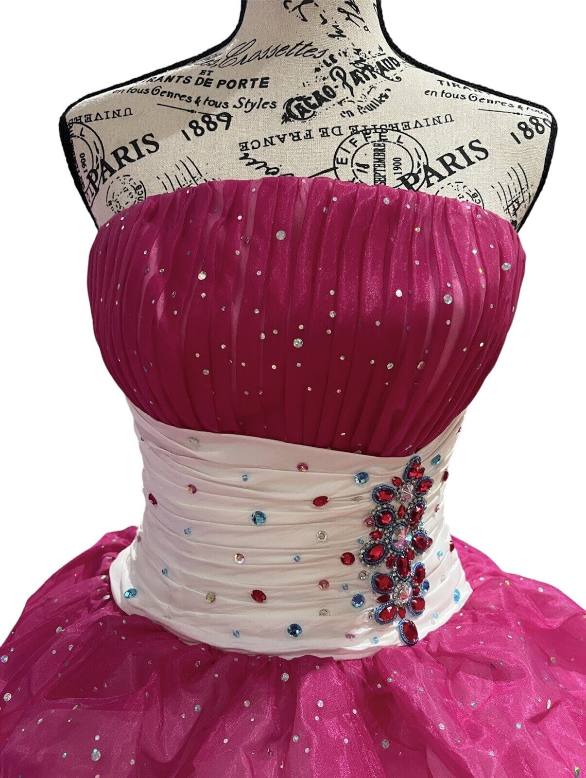 Princess Puff Sparkle Hot Pink Prom Dress - image 2