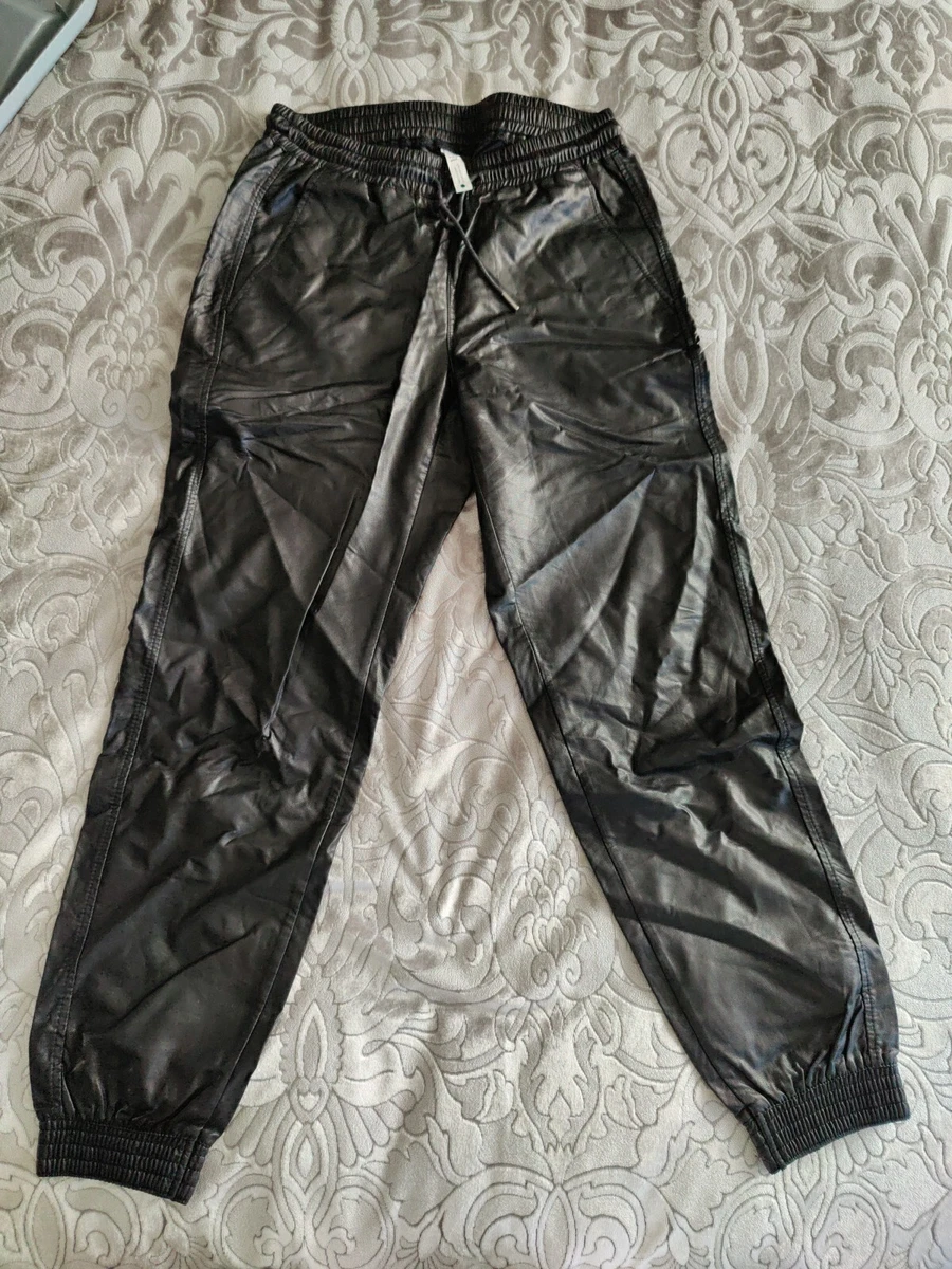 Black leather joggers zara new arrivals