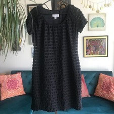 RONNI NICOLE sz 10 Stretch Tiered Ruffles Stretch Sheath Little Black Dress