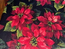 By 1/2 Yd "Scarlet Poinsettia" by Michael Miller Large on Black Fabric BTHY