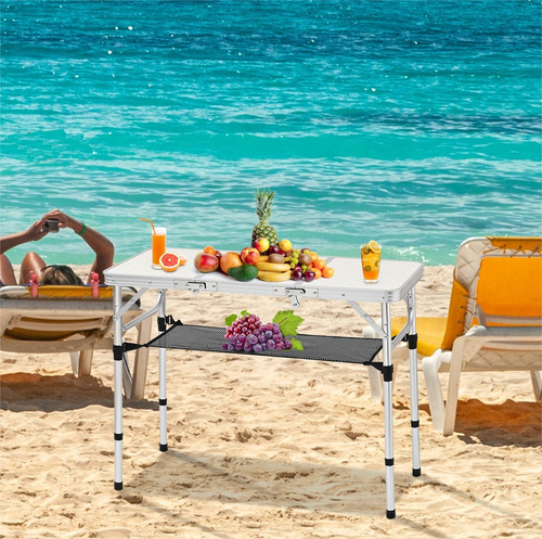 3Ft Aluminum Folding Picnic Table - Lightweight & Portable Outdoor Table with Ad - Picture 4 of 6