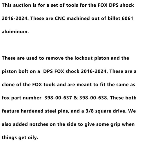 Shock rebuild service tools - for FOX DPS tools 398-00-638- & 398-00-637 S1 - Picture 7 of 17