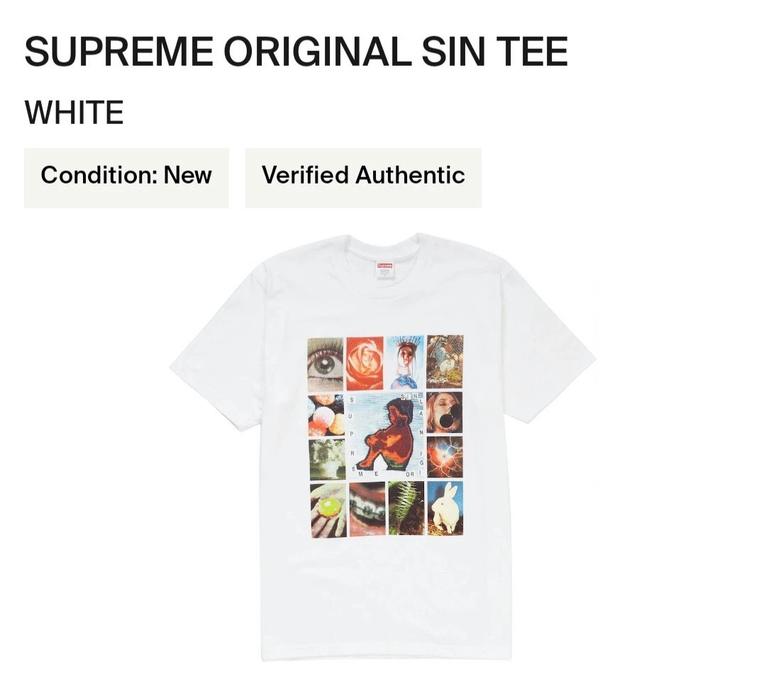 New Supreme Original Sin Tee T Shirt White Spring Summer 2019 SS19 Size L
