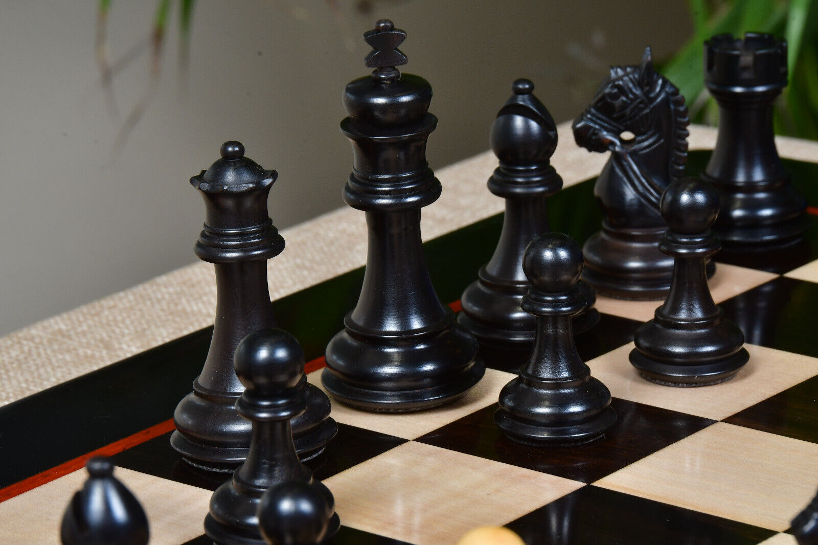 The Bridle Study Analysis Chess Pieces in Ebonized and Boxwood -   Denmark