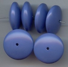 12 VINTAGE BLUE OPAQUE ACRYLIC 10x26mm. SMOOTH ROUND DISC SPACER BEADS 6221