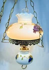 Hanging Swag Hurricane Lamp VINTAGE 2 Light (Top, Bottom) Floral Brass Structure
