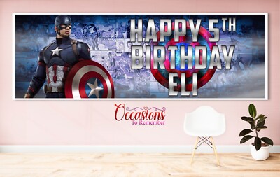 Personalised Captain America Birthday Party Banner 36