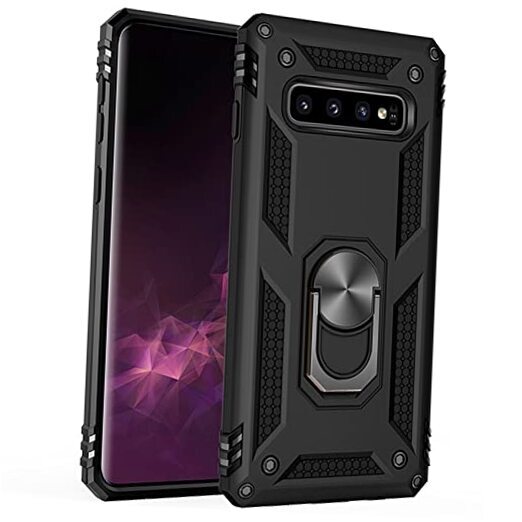 Military Grade Drop Impact for Samsung Galaxy S10 Plus Case 360 Metal Black
