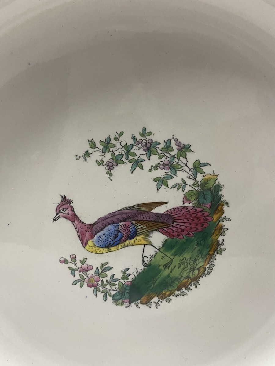 Vintage Copeland late Spode England Peacock Bird Plate Blue Border