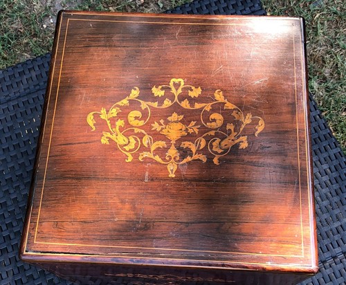 NAPOLON III ROSEWOOD AND MARQUETRY BOX / LIQUEUR CELLAR BOX - Picture 2 of 9