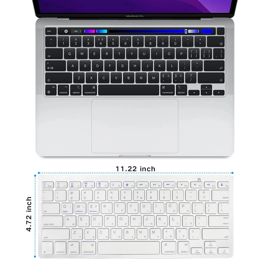 Hebrew Language Ultra-Thin Wireless Silent Keyboard 78-key Layout for PC& Tablet - Image 2 of 4