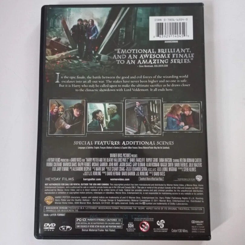 Harry Potter and the Deathly Hallows: Part II (DVD, 2011) Special Features - Image 2 of 4